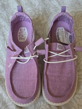 Hey Dude Lavender Canvas Slip-On Shoes with White Laces